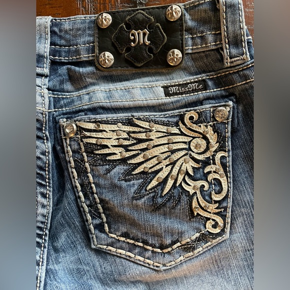 Miss Me mid-rise boot cut jeans size 27 X 27.5 5 junior altered EC~ - Picture 4 of 12